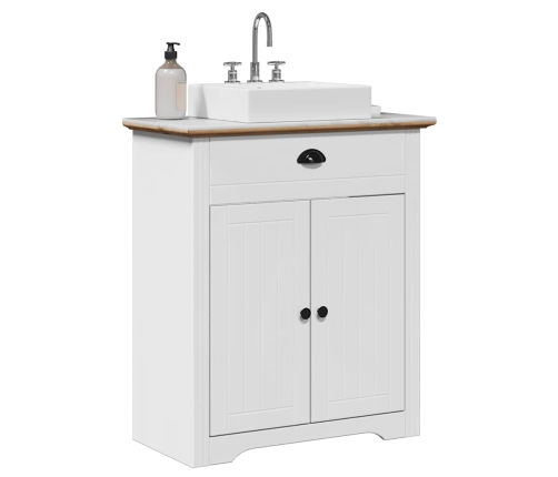 Mueble de baño con lavabo BODO blanco y marrón 70x35x80 cm