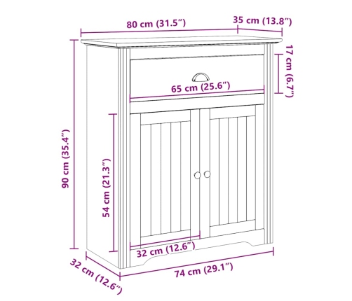 Mueble de entrada BODO blanco 80x35x90 cm