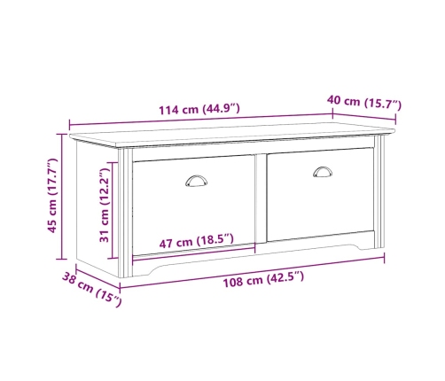 Banco de recibidor BODO blanco 114x40x45 cm