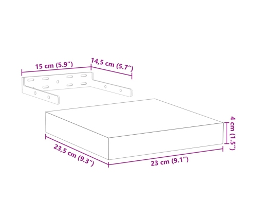 Estante flotante madera de ingeniería gris 23x23,5x4 cm