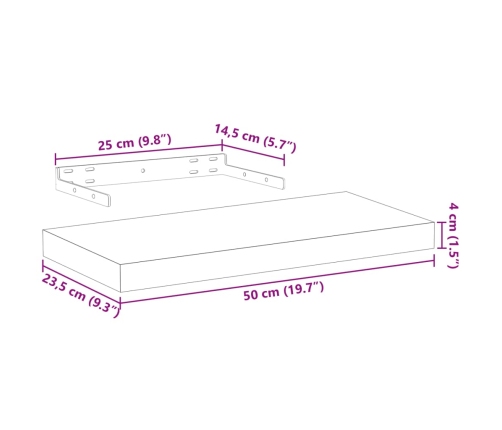 Estante flotante madera de ingeniería 50x23,5x4 cm