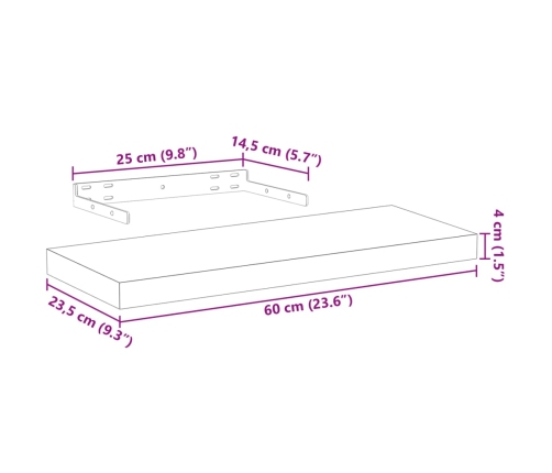 Estante flotante de madera de ingeniería 60x23,5x4 cm