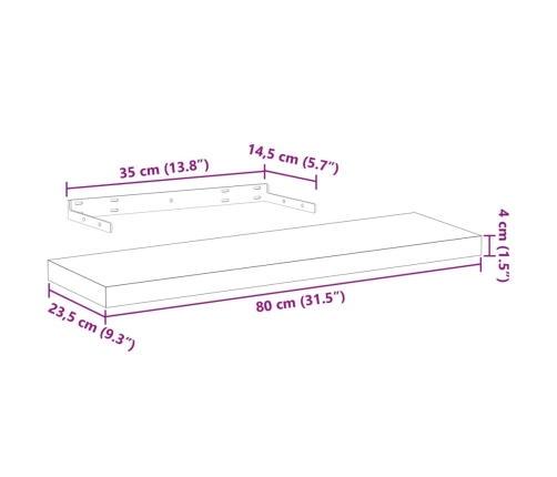 Estante flotante de madera de ingeniería 80x23,5x4 cm