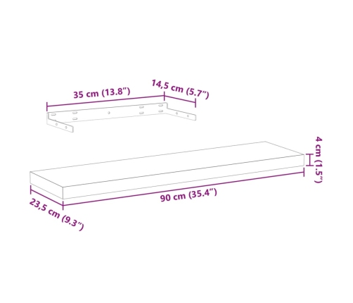 Estante flotante de madera de ingeniería 90x23,5x4 cm