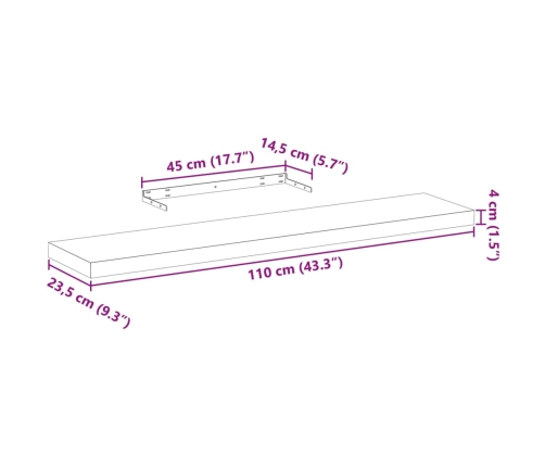 Estantes flotantes 4 uds madera de ingeniería 110x23,5x4 cm