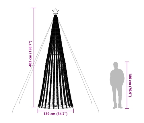 Árbol de Navidad LED 1028 LEDs blanco cálido 403 cm