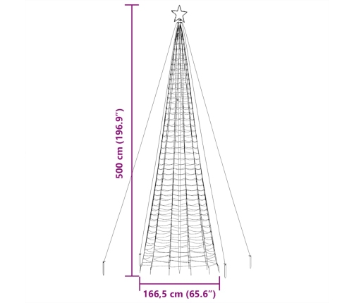 Árbol de Navidad LED con estacas 1534 LEDs blanco cálido 500 cm