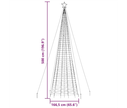 Árbol de Navidad LED con estacas 1534 LEDs blanco frío 500 cm