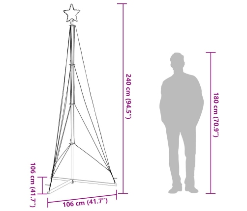 VidaXL Árbol de Navidad LED 483 LEDs blanco cálido 240 cm