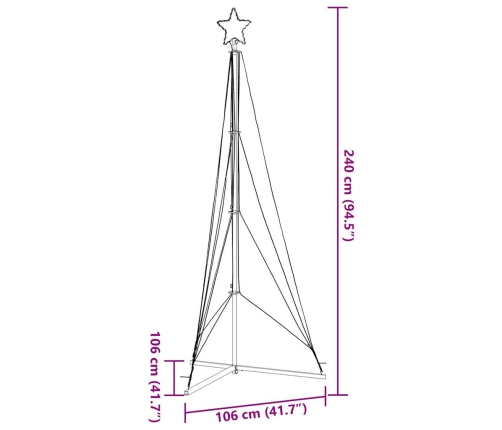 VidaXL Árbol de Navidad LED 483 LEDs blanco cálido 240 cm