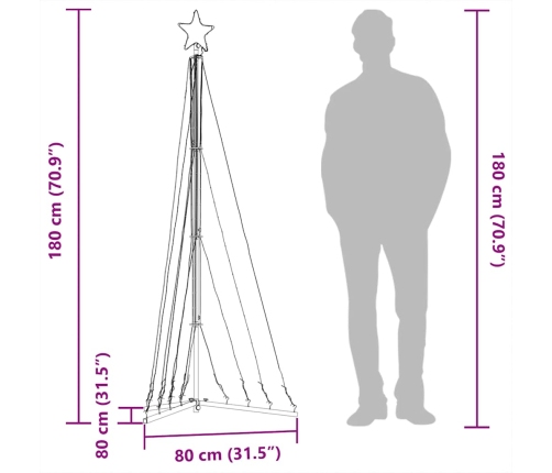 Árbol de Navidad LED 339 LEDs blanco cálido 187 cm