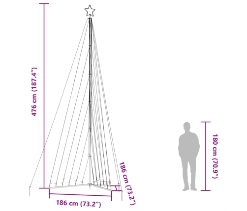 Árbol de Navidad LED 789 LEDs blanco cálido 476 cm