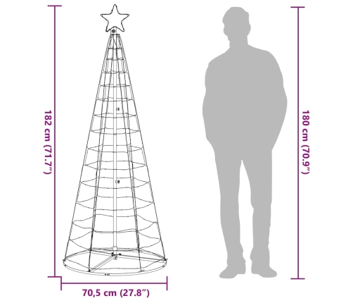 Árbol de Navidad LED 200 LEDs de colores 182 cm