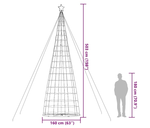 Árbol de Navidad LED 1534 LEDs blanco cálido 503 cm