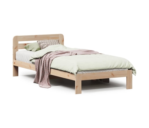 Estructura de cama sin colchón madera maciza de pino 90x200 cm