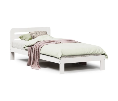 Estructura de cama sin colchón madera de pino blanca 90x200 cm