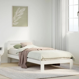 Estructura de cama sin colchón madera de pino blanca 90x200 cm