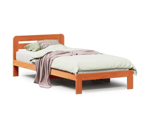 Estructura de cama sin colchón madera de pino marrón 90x200 cm