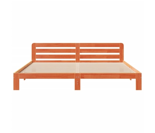 Cama sin colchón madera maciza de pino marrón cera 180x200 cm