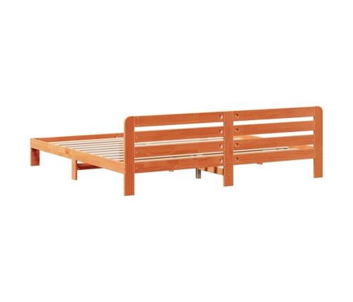 Cama sin colchón madera maciza de pino marrón cera 180x200 cm