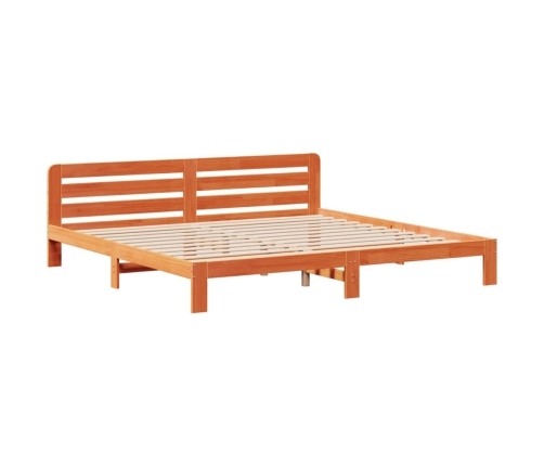 Cama sin colchón madera maciza de pino marrón cera 200x200 cm