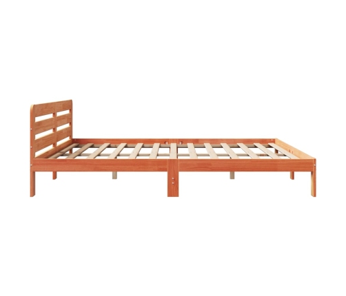 Cama sin colchón madera maciza de pino marrón cera 200x200 cm