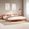 Cama sin colchón madera maciza de pino marrón cera 200x200 cm