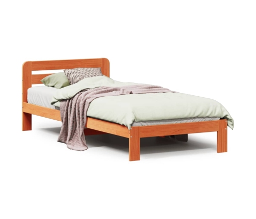 Estructura de cama sin colchón madera maciza marrón 75x190 cm