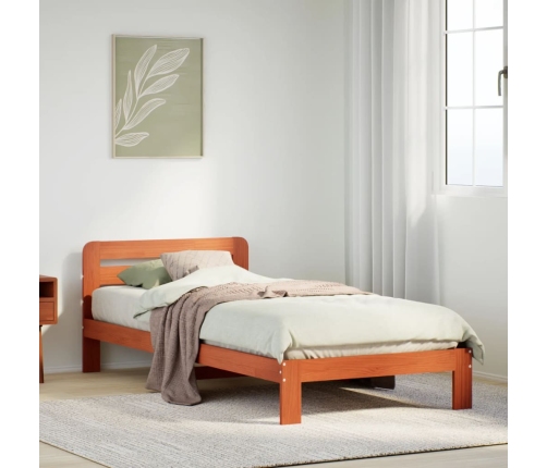 Estructura de cama sin colchón madera maciza marrón 75x190 cm