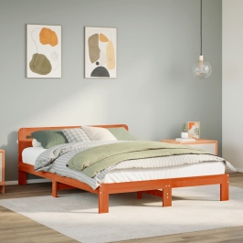 Estructura de cama sin colchón madera maciza marrón 135x190 cm