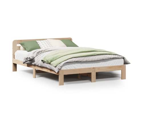 Estructura de cama sin colchón madera maciza de pino 140x190 cm
