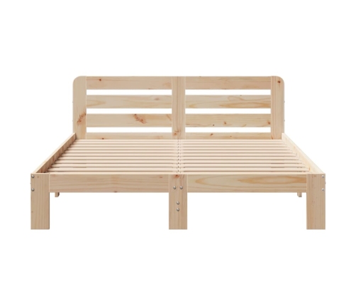 Estructura de cama sin colchón madera maciza de pino 140x190 cm
