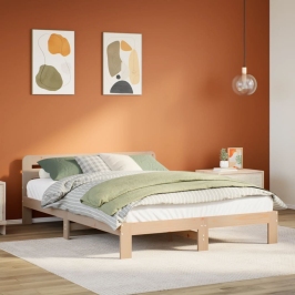 Estructura de cama sin colchón madera maciza de pino 140x190 cm
