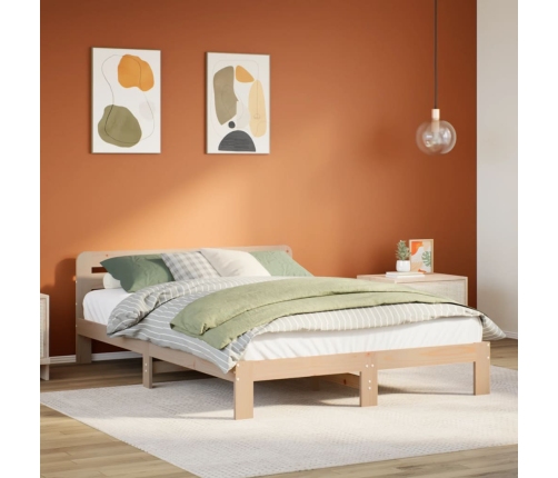 Estructura de cama sin colchón madera maciza de pino 140x190 cm