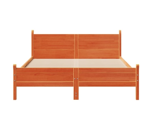 Cama sin colchón madera maciza de pino marrón cera 160x200 cm