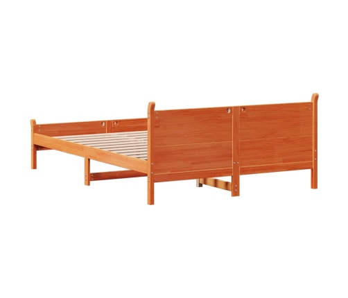 Cama sin colchón madera maciza de pino marrón cera 160x200 cm