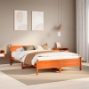 Cama sin colchón madera maciza de pino marrón cera 160x200 cm