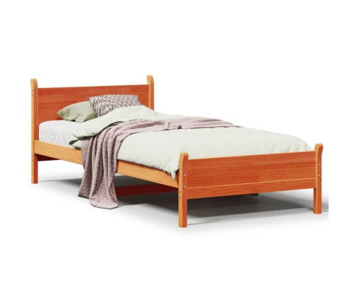 Cama sin colchón madera maciza de pino marrón cera 100x200 cm