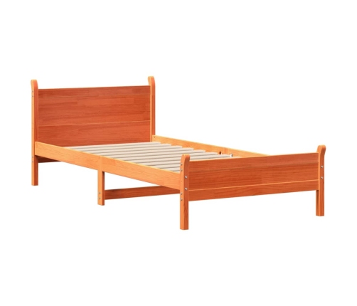 Cama sin colchón madera maciza de pino marrón cera 100x200 cm