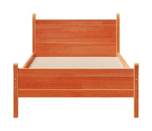 Cama sin colchón madera maciza de pino marrón cera 100x200 cm