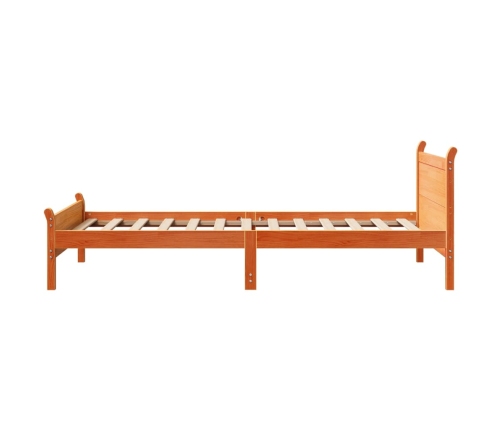 Cama sin colchón madera maciza de pino marrón cera 100x200 cm