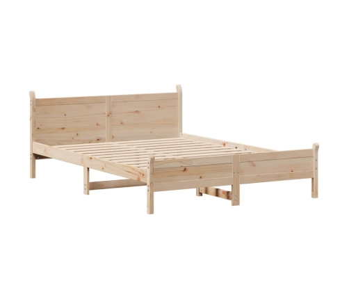 Estructura de cama sin colchón madera maciza de pino 140x190 cm