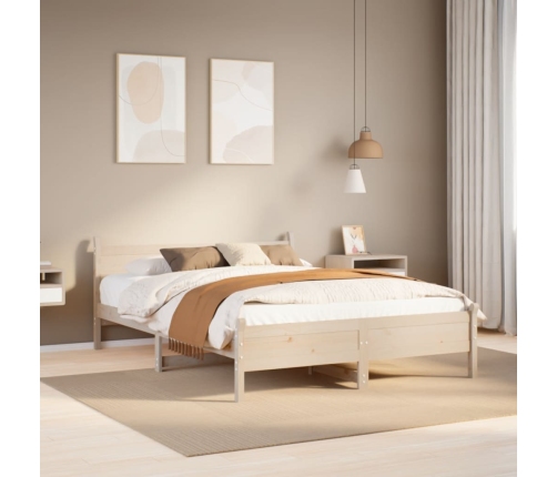 Estructura de cama sin colchón madera maciza de pino 135x190 cm