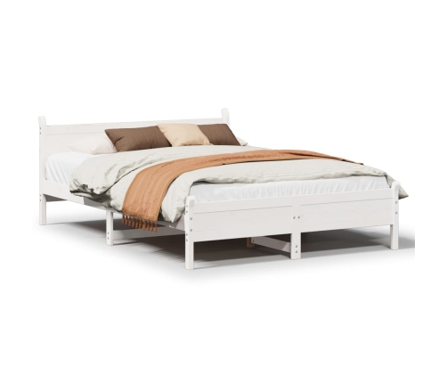 Estructura de cama sin colchón madera maciza blanca 120x190 cm