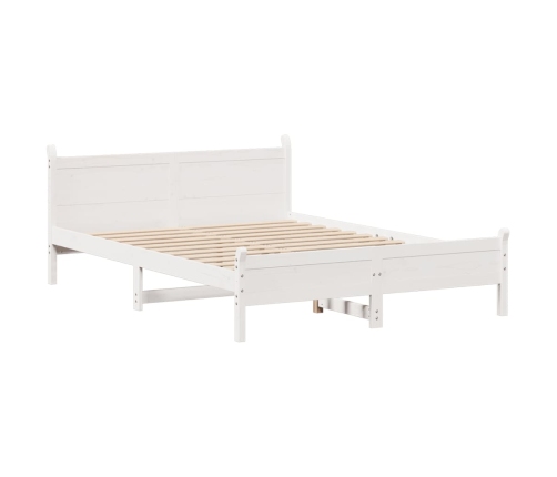 Estructura de cama sin colchón madera maciza blanca 120x190 cm