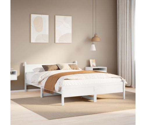 Estructura de cama sin colchón madera maciza blanca 120x190 cm