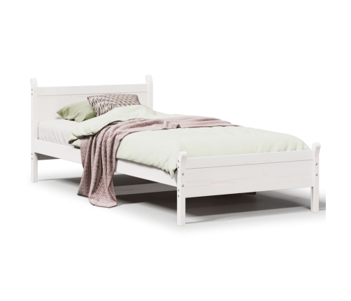 Estructura de cama sin colchón madera maciza blanca 90x190 cm