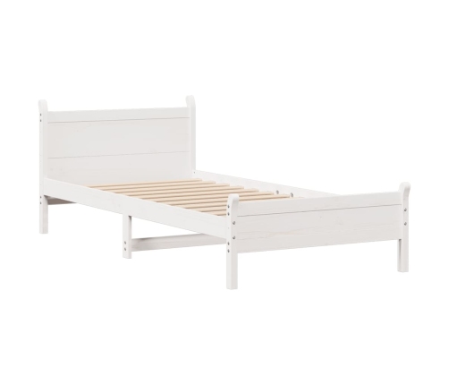 Estructura de cama sin colchón madera maciza blanca 90x190 cm