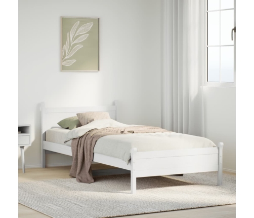 Estructura de cama sin colchón madera maciza blanca 90x190 cm