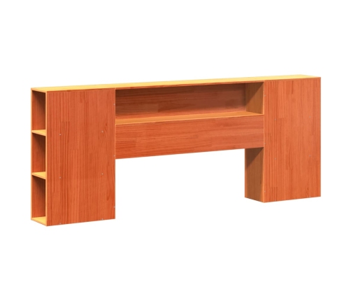 Cabecero de cama almacenaje madera maciza pino marrón 200 cm